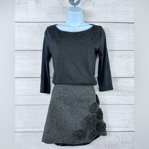 Ann Taylor Loft Wool Skirt Floral Appliqués Size 4